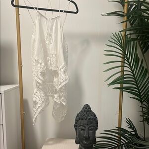 White Lace Top with front tassel tie